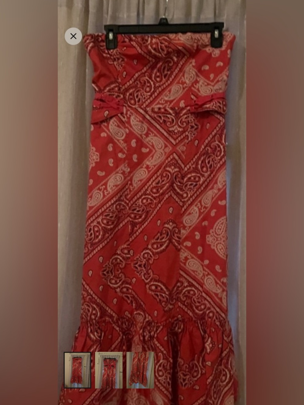 HOLDING HORSES Red Paisley Maxi Dress with Ruffle Hem